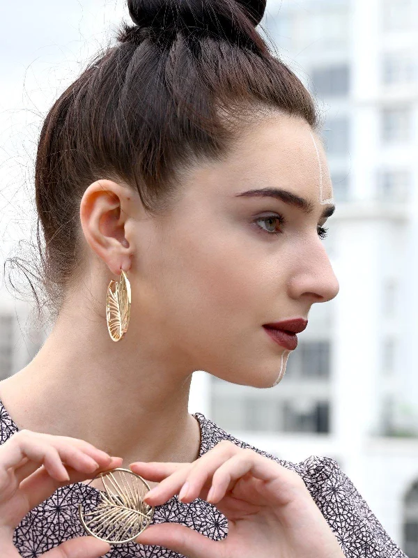 modern fused-stack earrings-Odette Women Gold Metal Earrings