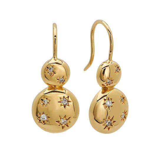 vintage-inspired spinel earrings-Goldbug Double Bubble Drop Earrings