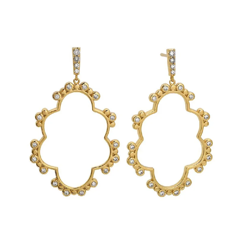 artisan-crafted gold earrings-Goldbug Frame Sparkle Drop Earrings