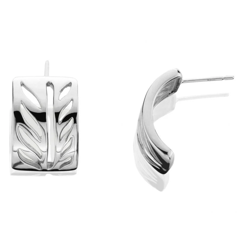 bohemian crest earrings-Grainger McKoy Sterling Silver Hand Cut Earrings