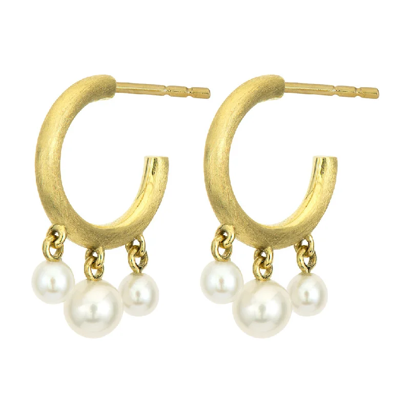 modern sleek crest earrings-Jude Frances Provence Dangling Pearl Hoop Earrings