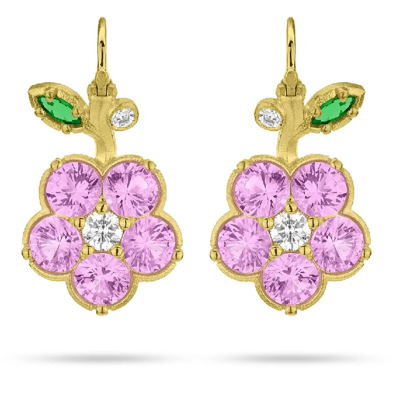 nature-themed moss earrings-Paul Morelli Pink Sapphire Wild Child Drop Earrings