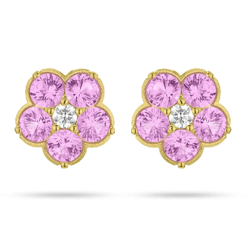 modern channel-set ruby earrings-Paul Morelli Pink Sapphire Wild Child Stud Earrings