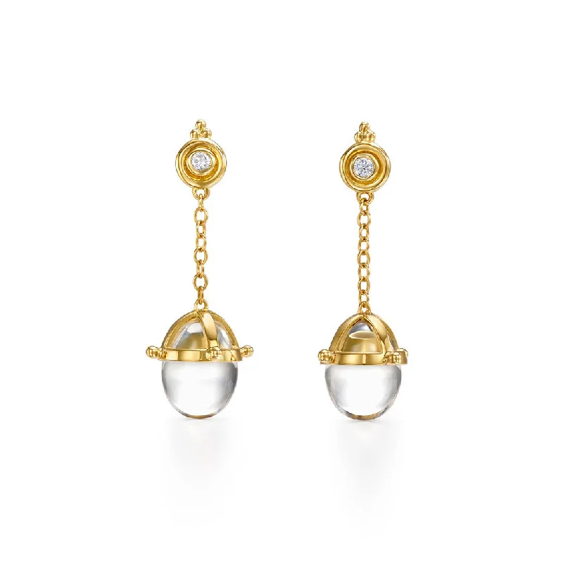 modern overlapped drop earrings-Temple St. Clair Diamond Amulet Drop Earrings