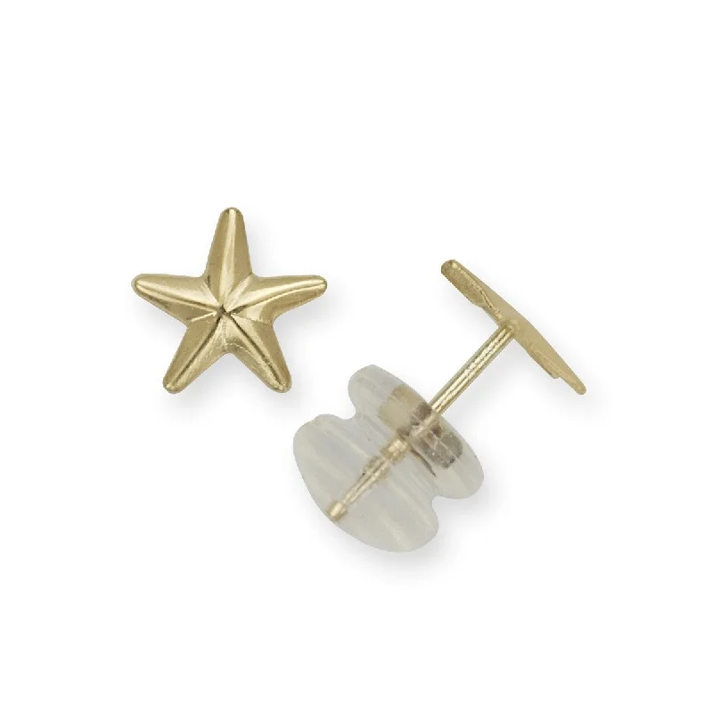 boho-inspired kyanite earrings-14k Yellow Gold Polish Small Star Post Earrings - White