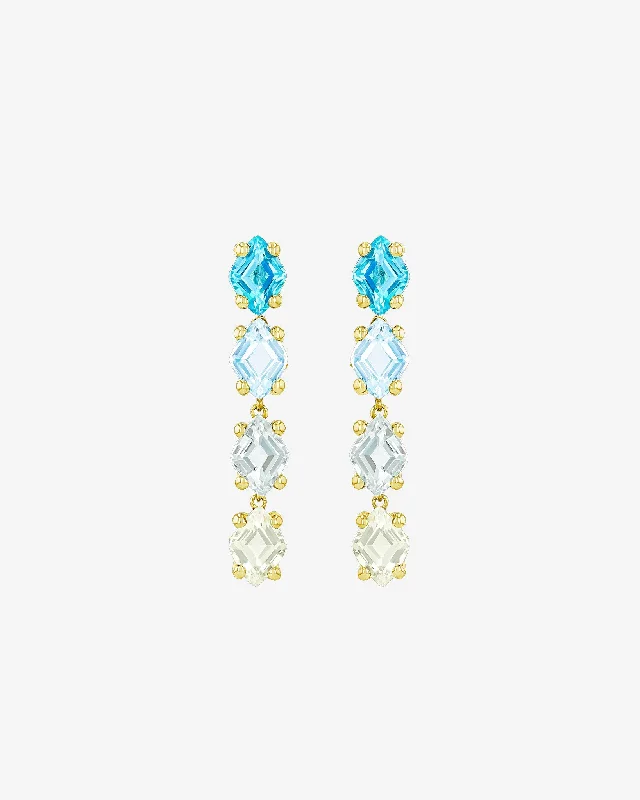 art deco alexandrite earrings-Amalfi Diamond Cut Blue Ombre Mini Drop Earrings