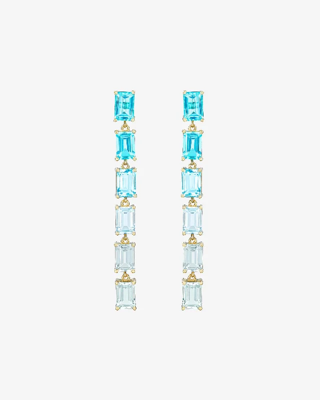 vintage-style peridot earrings-Amalfi Emerald Cut Blue Ombre Midi Drop Earrings