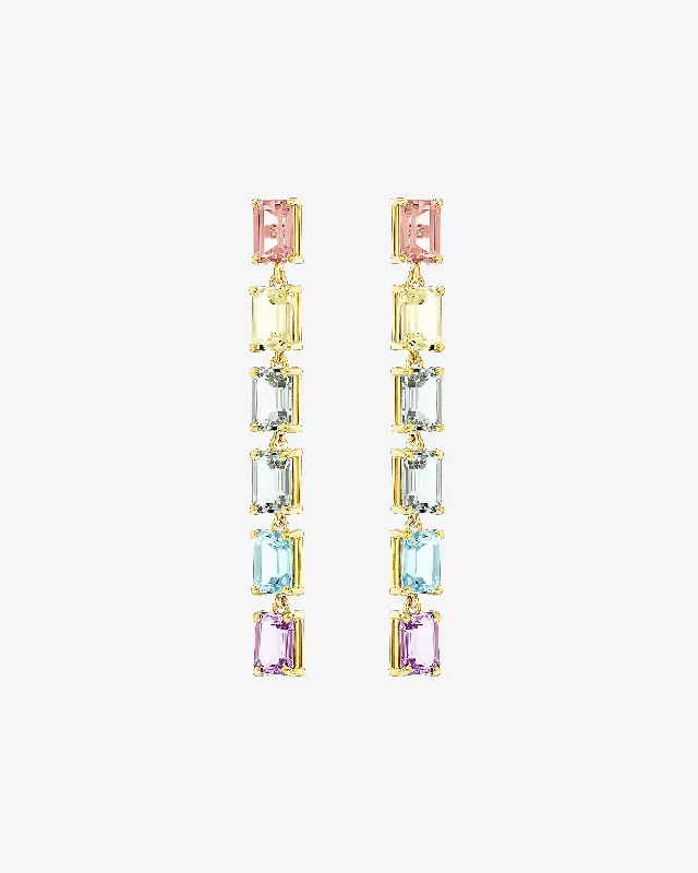 adjustable crest earrings-Amalfi Emerald Cut Pastel Midi Drop Earrings