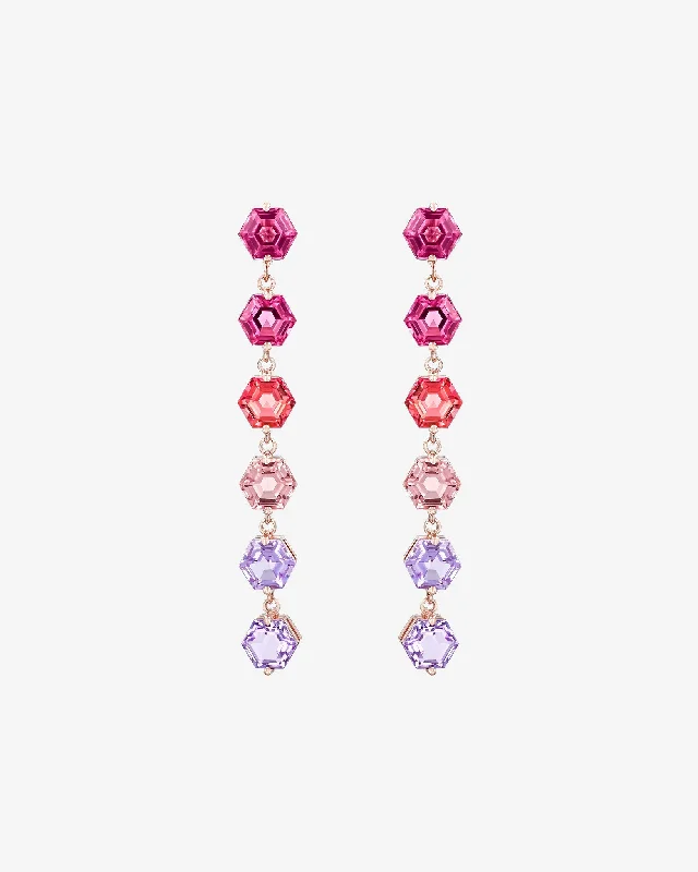 bold opal ridge earrings-Amalfi Hexagon Cut Pink Ombre Midi Drop Earrings