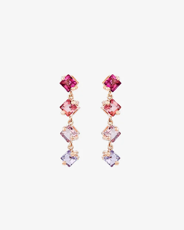 rustic peridot hoop earrings-Amalfi Princess Cut Pink Ombre Mini Drop Earrings