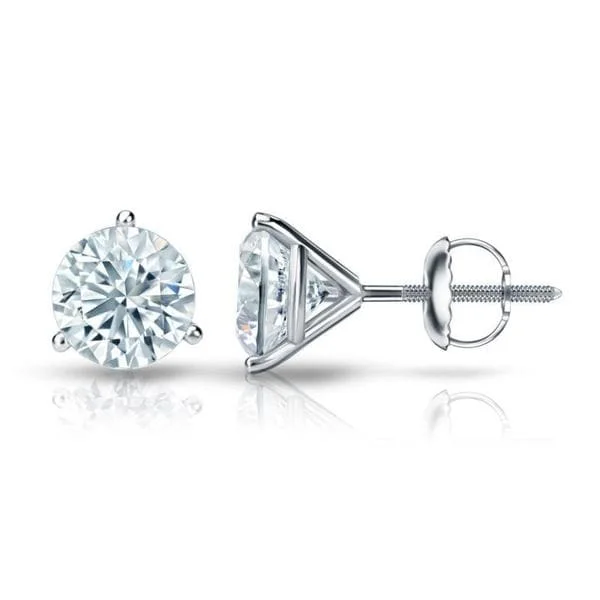 vintage-style emerald earrings-Auriya GIA Certified 14k White Gold 3-Prong Martini 1.50 ct. TDW