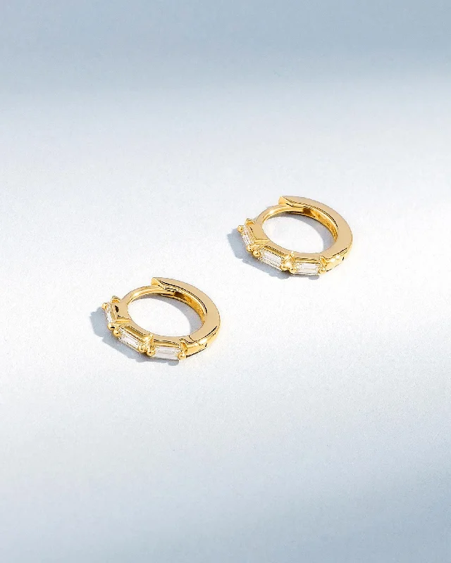 minimalist arch earrings-Bold Triple Diamond Huggies