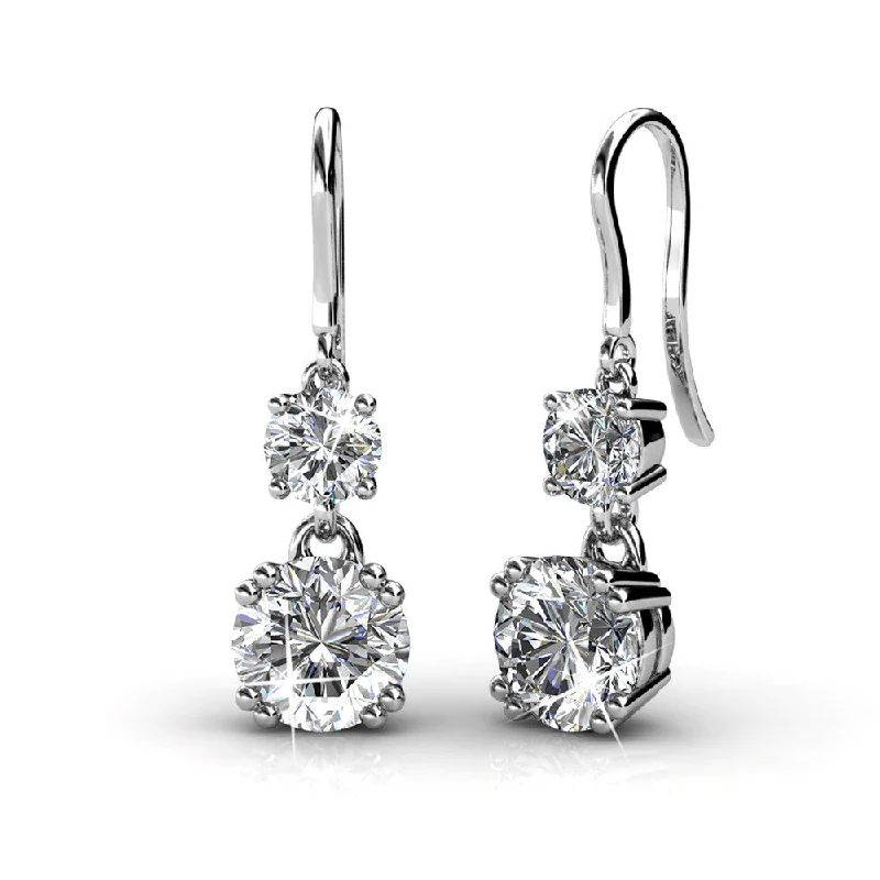 quad-stone stud earrings-Kadence 18k White Gold Plated Drop Dangle Earrings with Swarovski Crystals