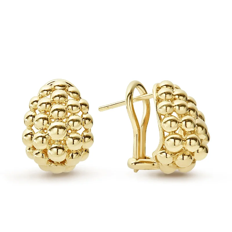 modern sleek orbit earrings-Caviar Gold Small 18K Gold Omega Clip Earrings