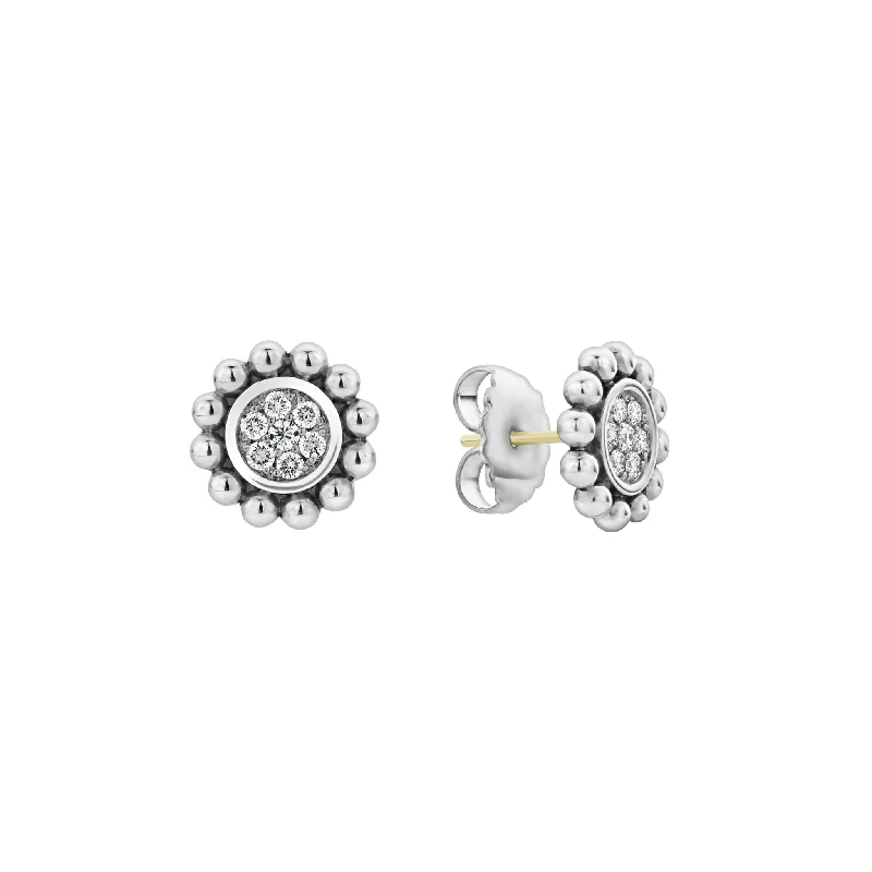 minimalist peak earrings-Caviar Spark Small Caviar Circle Diamond Earrings