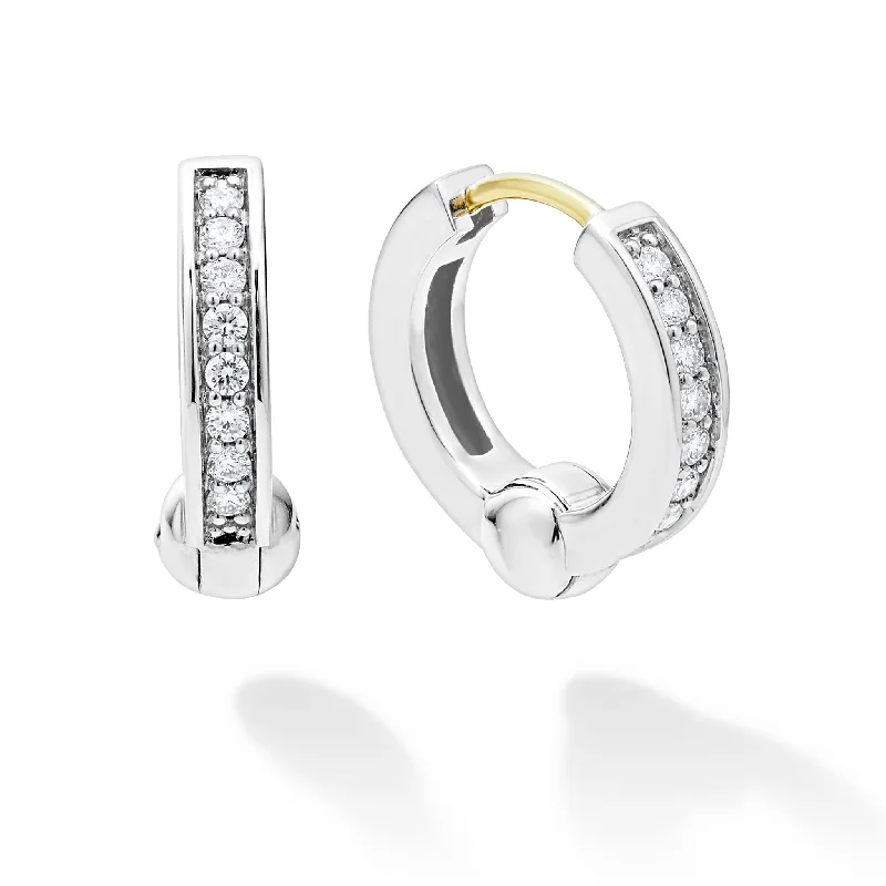 adjustable moss stud earrings-Caviar Spark Diamond Huggie Earrings