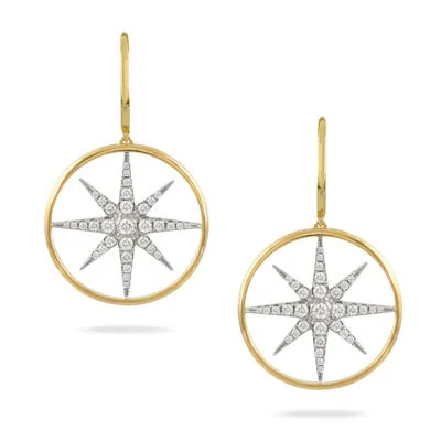 adjustable flame earrings-Celestial Diamond Star Drop Earrings