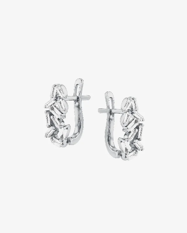 gothic-inspired wolf earrings-Classic Diamond Huggies