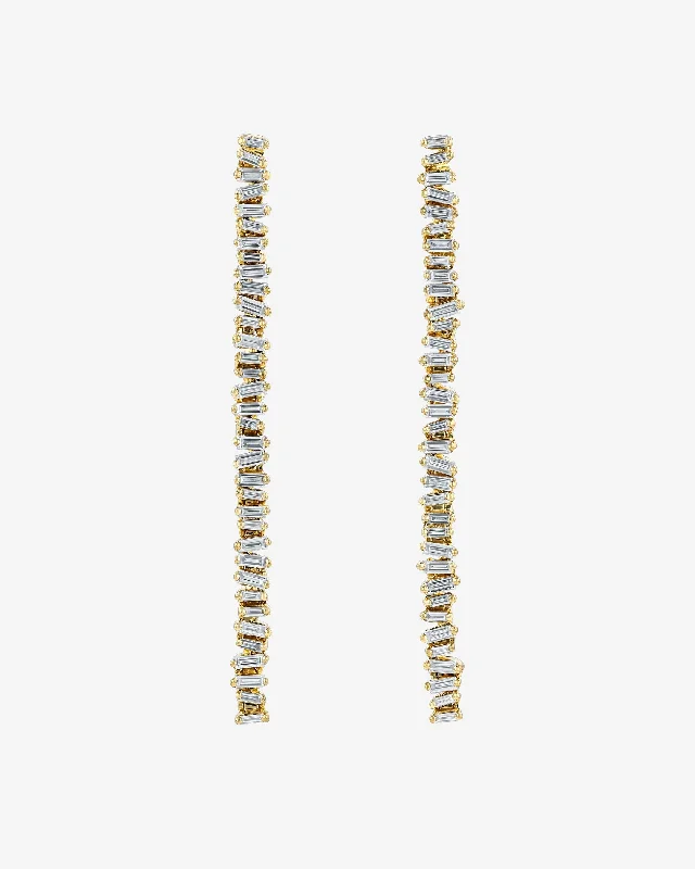 modern sleek twist earrings-Classic Diamond Milli Tennis Drop Earrings