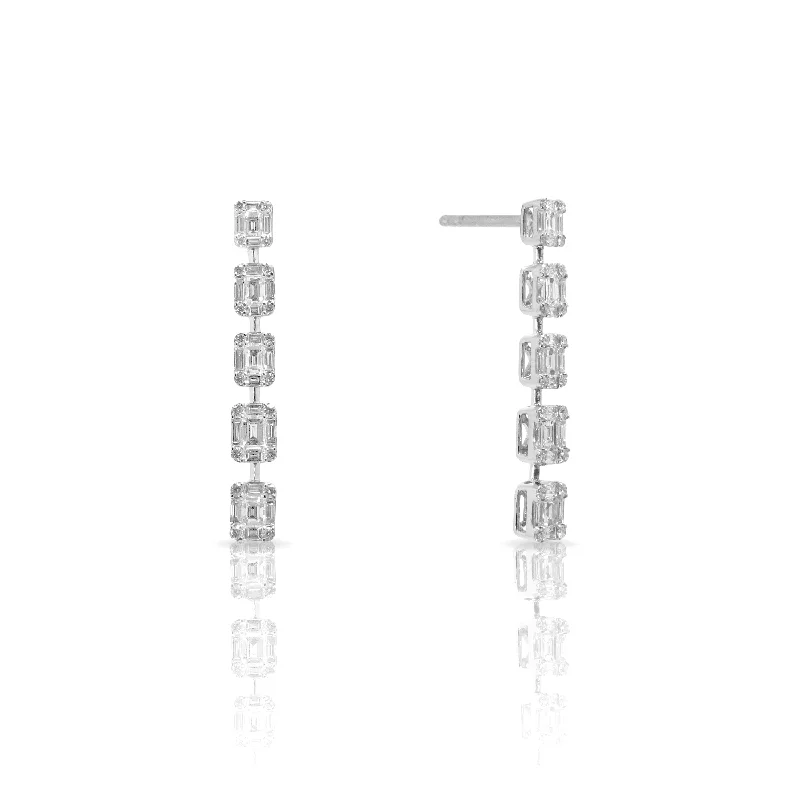 bold emerald ridge earrings-Graduated Diamond Mosaic Earrings