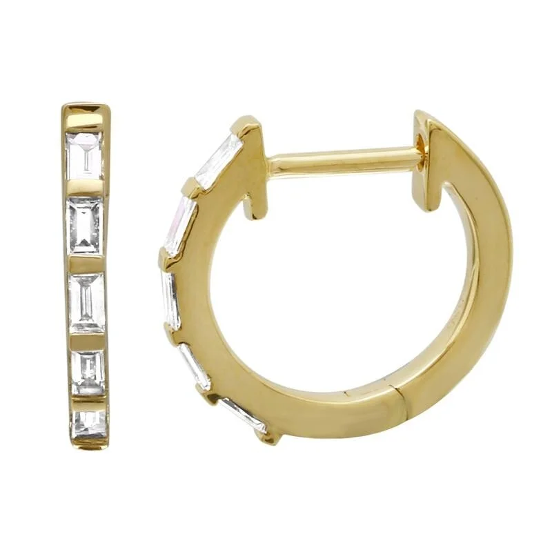 polished bronze hoop earrings-Joelle Diamond Huggie Earrings 1/5 CTW 14K Yellow Gold- 12MM