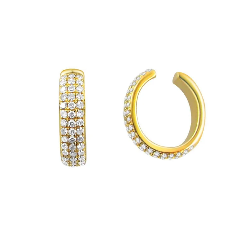 modern overlapped drop earrings-Joelle Ear Cuff Diamond Earring 14K Gold - Half a Pair