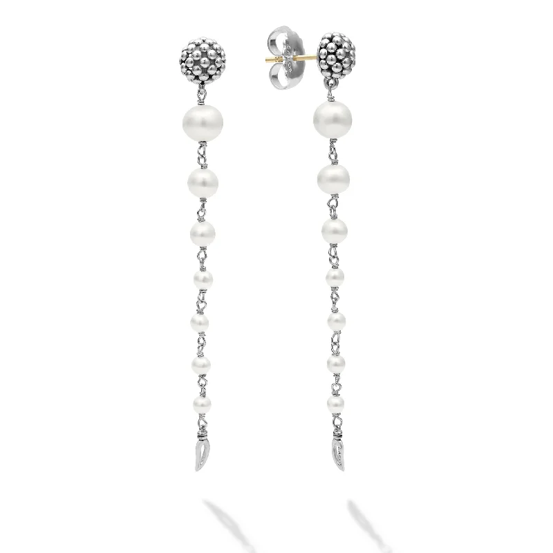 bohemian ridge earrings-Luna Pearl Drop Earrings