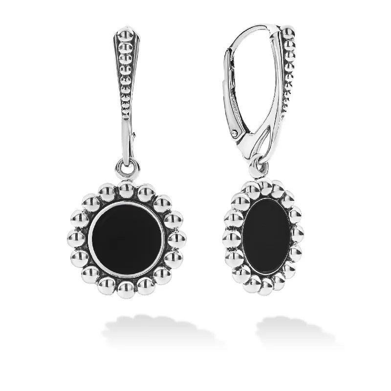 artisan-crafted platinum earrings-Maya Small Onyx Circle Drop Earrings