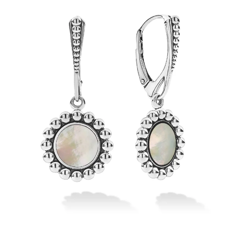 raw larimar accent earrings-Maya Small Mother of Pearl Circle Drop Earrings