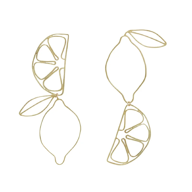 engraved trust drop earrings-PICNIC EARRINGS / LEMON & WEDGE / SHORT