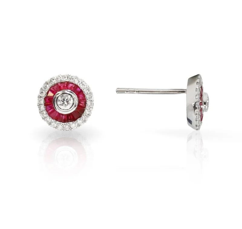 raw spinel cluster earrings-Ruby and Diamond Earrings