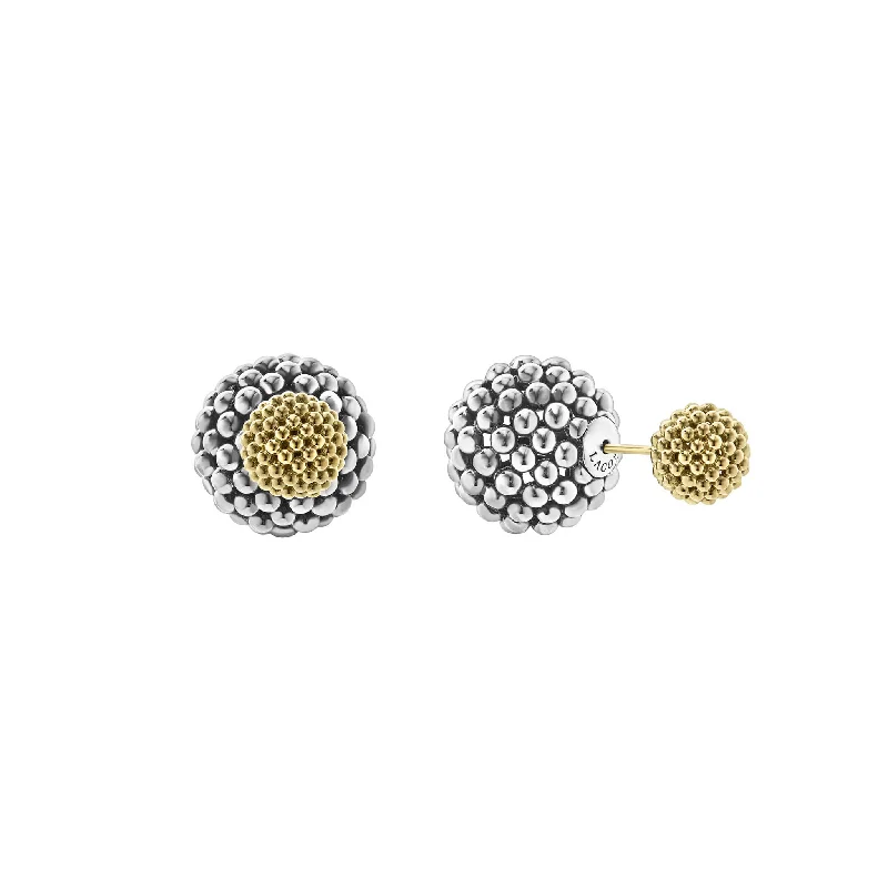 bold ruby ridge earrings-Signature Caviar Two-Tone Caviar Front-Back Earrings