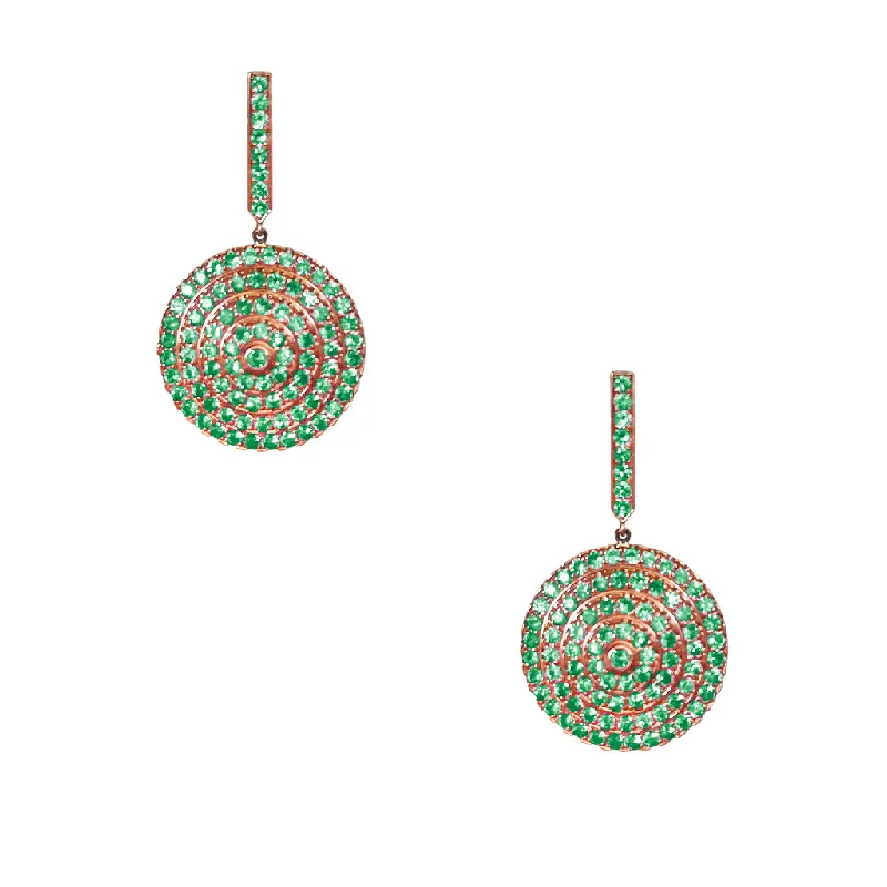 floral-inspired kyanite earrings-Soleil Rose Gold Earrings with Emerald