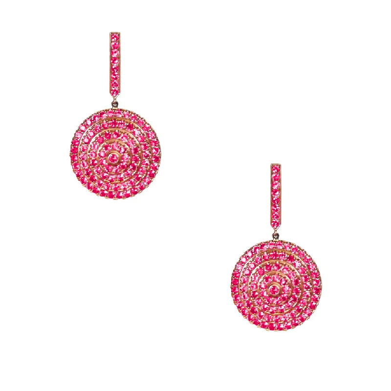 vintage-inspired ruby earrings-Soleil Rose Gold Earrings with Ruby