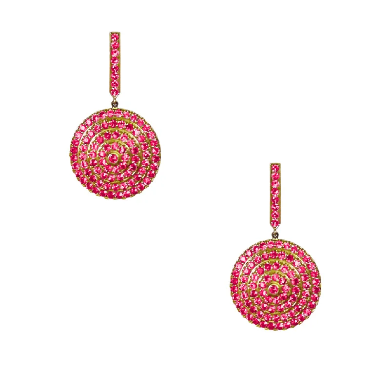 engraved loyalty drop earrings-Soleil Yellow Gold Earrings with Ruby