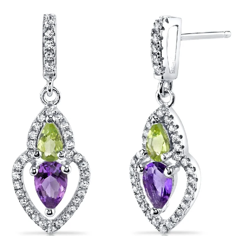 adjustable arch earrings-Sterling Silver 0.5ct Amethyst Pear Dangling Earrings