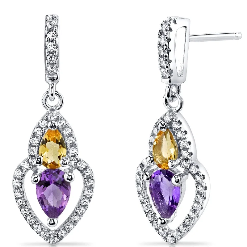 sleek titanium drop earrings-Sterling Silver 0.5ct Amethyst Pear Dangling Earrings