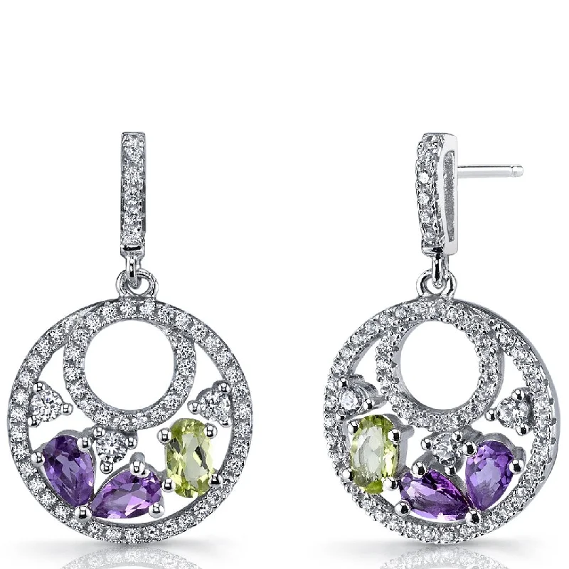 artisan-crafted rose earrings-Sterling Silver 1ct Amethyst Pear Dangling Earrings