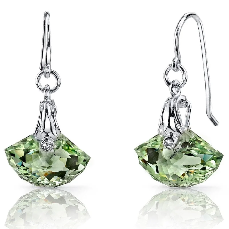 modern sleek crest earrings-Sterling Silver 9ct Green Amethyst Marquise Dangling Earrings