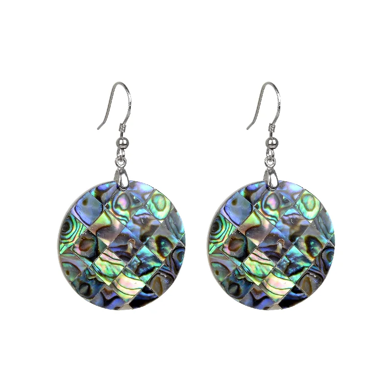 vintage-style sapphire earrings-Sterling Silver with Abalone Shell Dangle Earrings