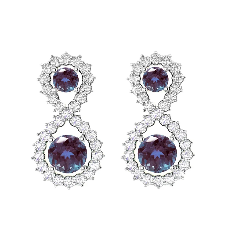 bold sapphire ridge earrings-Sterling Silver with Alexandrite and White Topaz Drop Earring