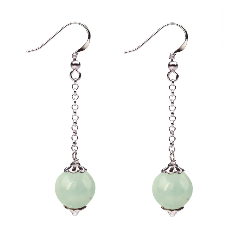 bohemian peak earrings-Sterling Silver with Natural Aquamarine Dangle Earring