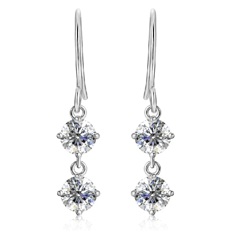 vintage-inspired spinel earrings-Moissanite by Cate & Chloe Talia Sterling Silver Dangle Earrings with Moissanite Crystals